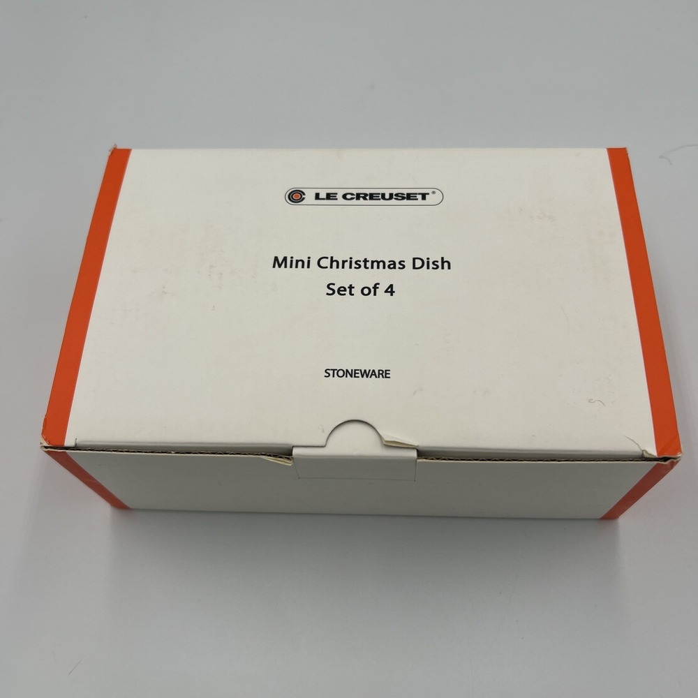 Set of 4 LE CREUSET Mini Christmas Dish Bowls Bell Tree Snowman Gingerbread NIB - Picture 8 of 8